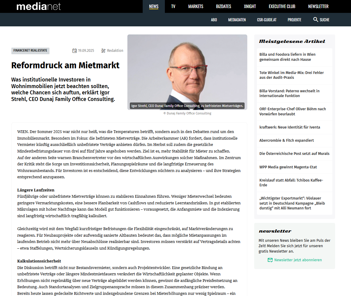 Reformdruck am Mietmarkt